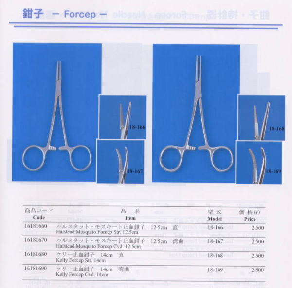 ハルスタット・モスキート止血鉗子/ケリー止血鉗子